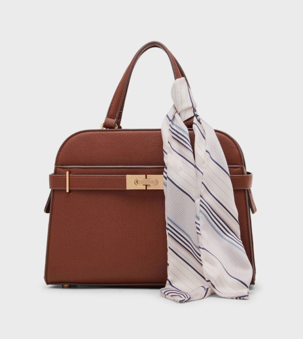 Textured Scarf Detail Satchel Bag