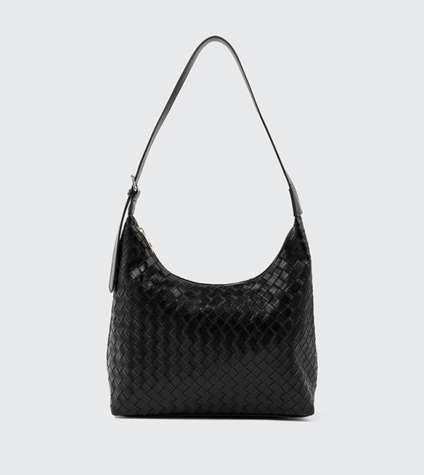Braided Zip Closure Shoulder Bag, Large