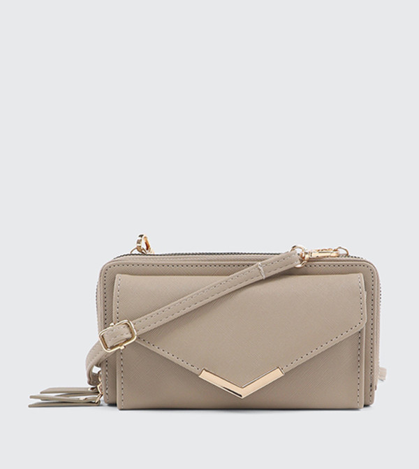Textured Zip Around Crossbody Wallet