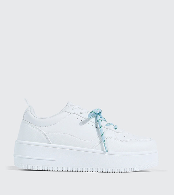 Textured Double Lace Platform Sneakers