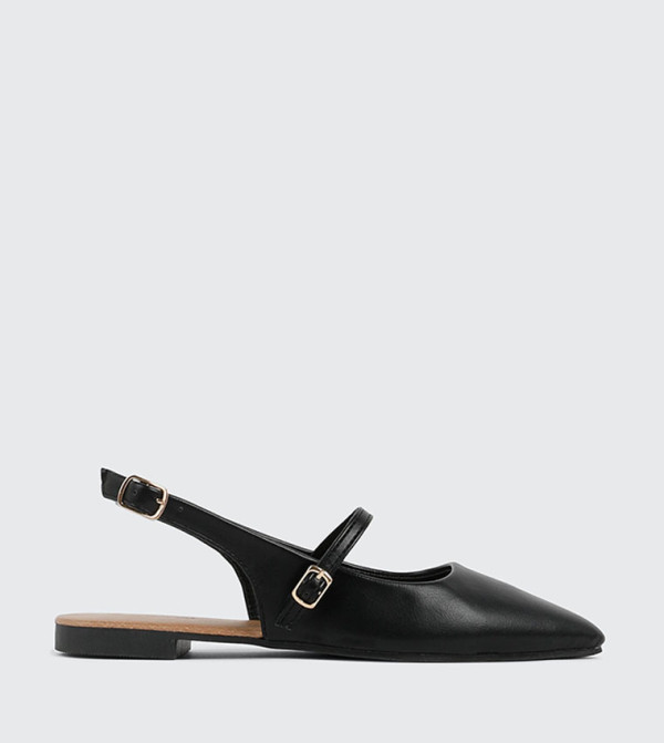 Solid Pointed Toe Slingback Flats