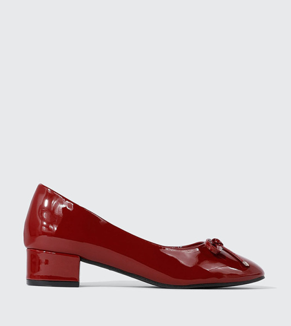 Bow Square Toe Block Heel Pumps