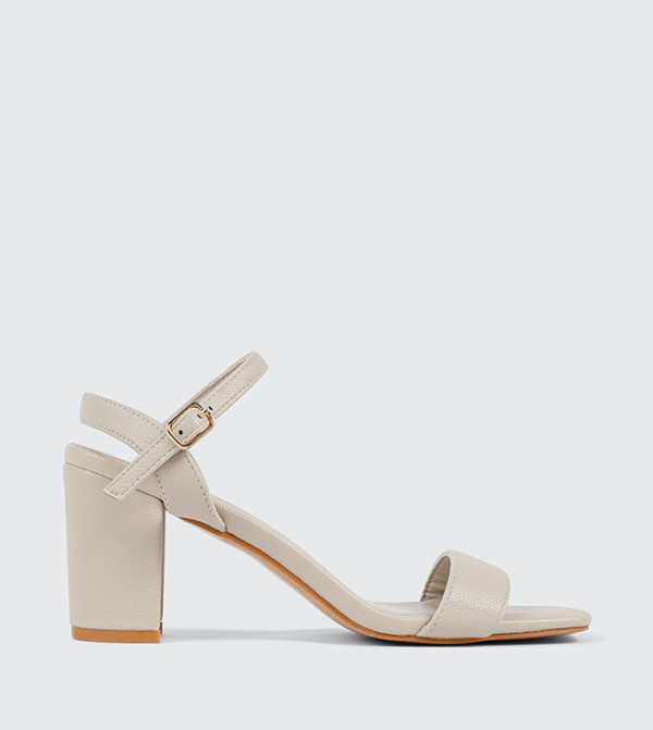 Solid Ankle Loop Open Toe Heel Sandals