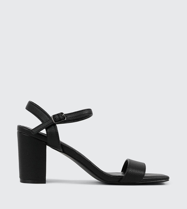 Solid Ankle Loop Open Toe Heel Sandals