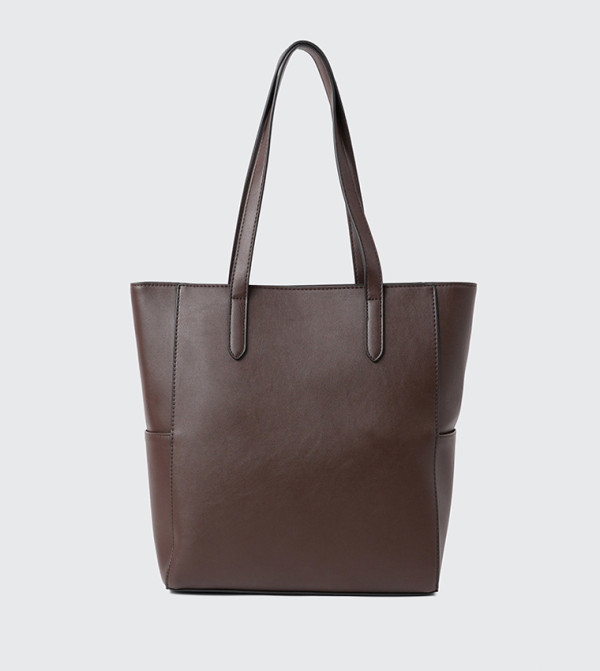 Textured Side Pocket Tote Bag