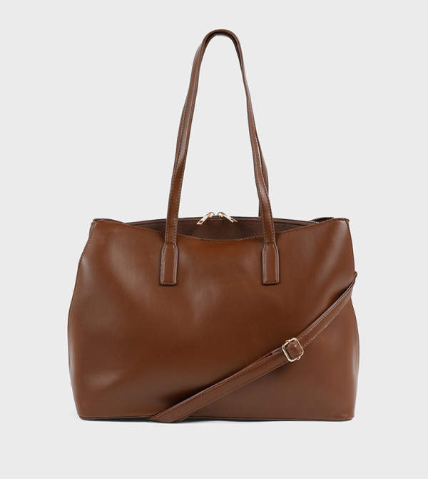 Textured Faux Leather Tote Bag