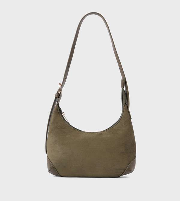 Solid Faux Suede Shoulder Bag