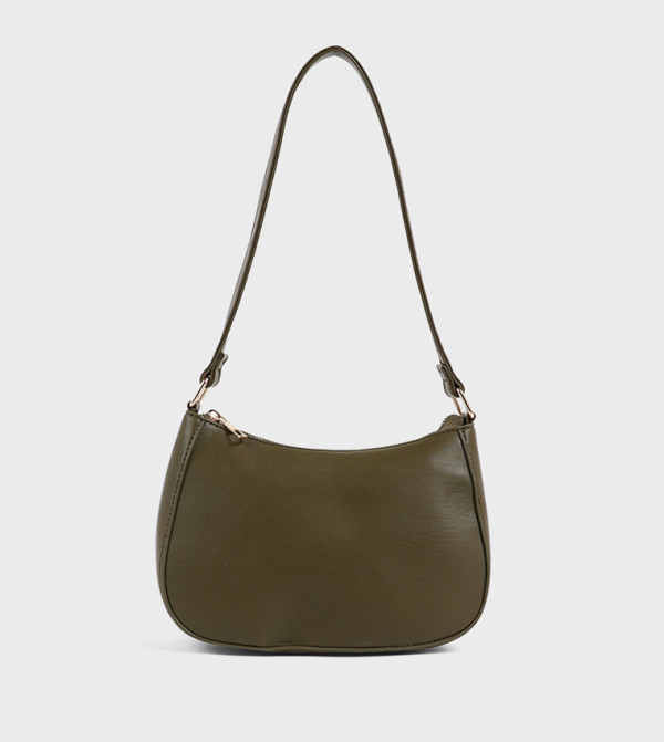 Textured Zip Structured Shoulder Bag