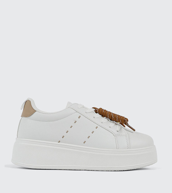 Solid Platform Sneakers with Removable Charm