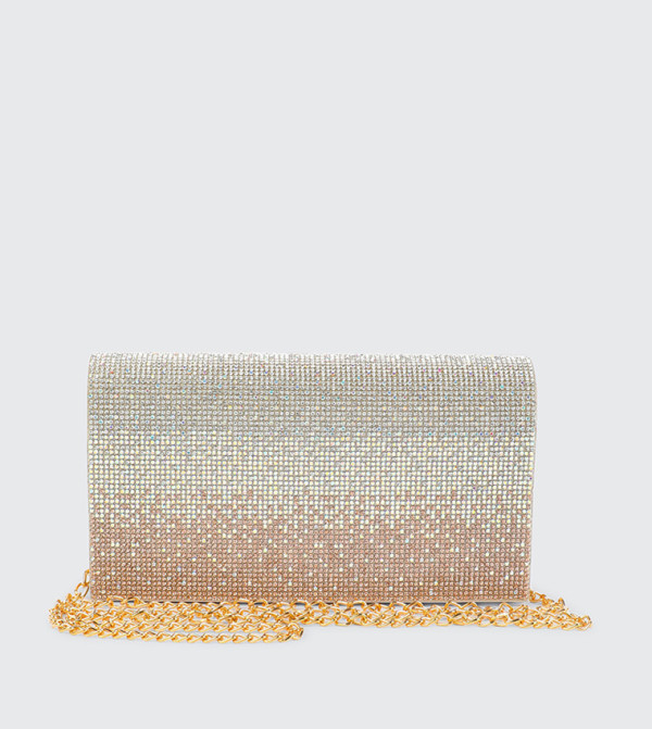 Ombre Rhinestone Flap Clutch Bag