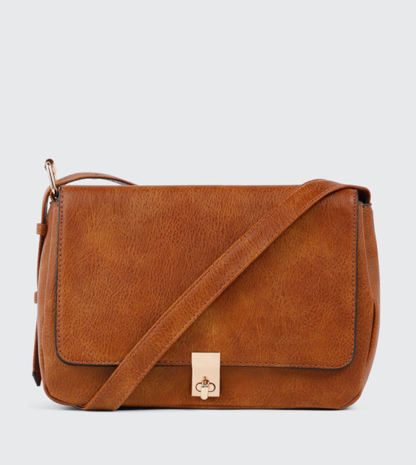 Textured Flap Crossbody Bag