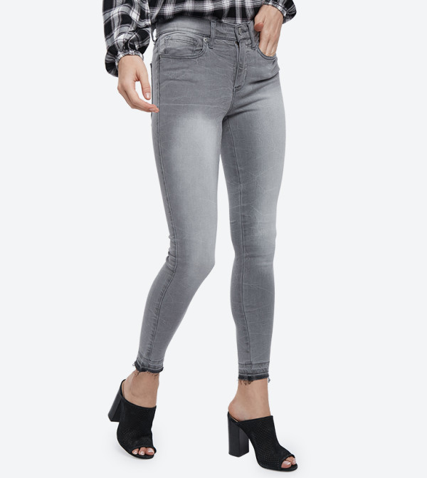 5-Pockets Wash Effect Jeans - Grey AR-8701-3833