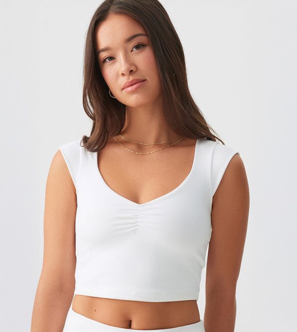 Ruched V-Neck Crop Top