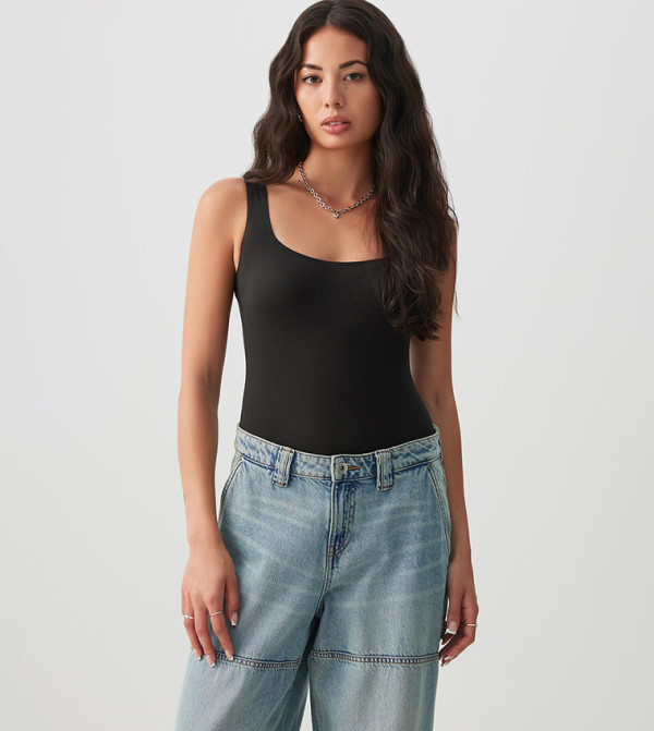 Solid Sleeveless Bodysuit Top