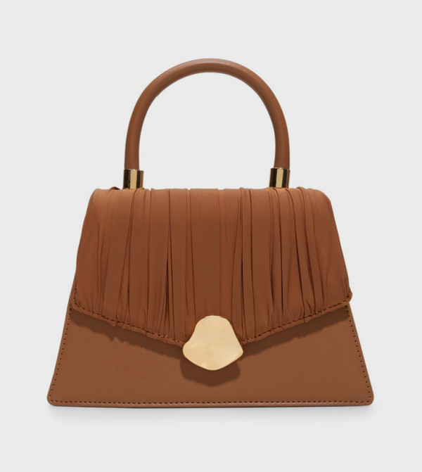 AUBRIE Textured Flap Top Handle Bag