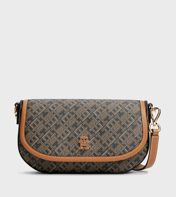 Monogram Printed Flap Crossbody Bag