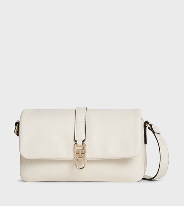Textured Push Lock Crossbody Bag