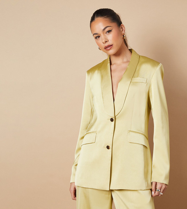 Satin Long Sleeves Slim Fit Blazer