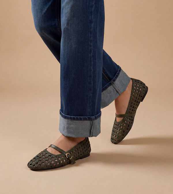 Alex Faux Leather Woven Mary Jane Shoes