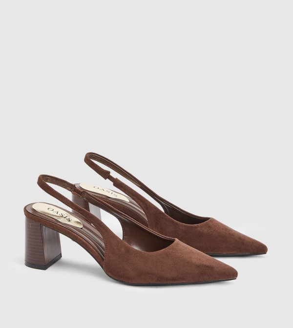Abigail Faux Suede Slingback Block Heel Pumps