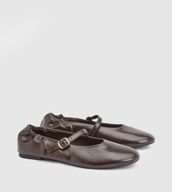 Jess Faux Leather Ruched Back Mary Jane Shoes