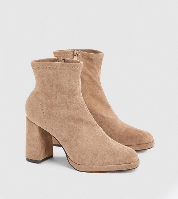 Sienna Faux Suede Heeled Ankle Boots