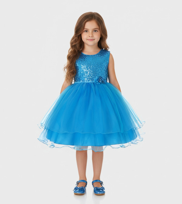 Sparkle Sleeveless Tulle Midi Party Dress