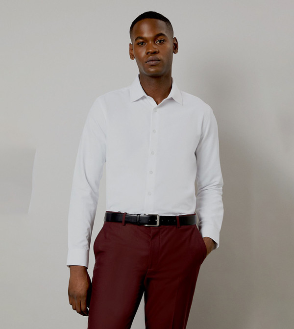 Easy Iron Cavalry Twill Slim Fit Long Sleeves Shirt