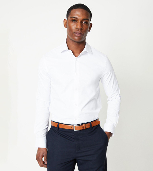 Skinny Fit Long Sleeves Easy Iron Shirt