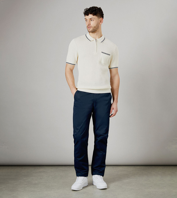 Half Elastic Waist Slim Fit Chinos