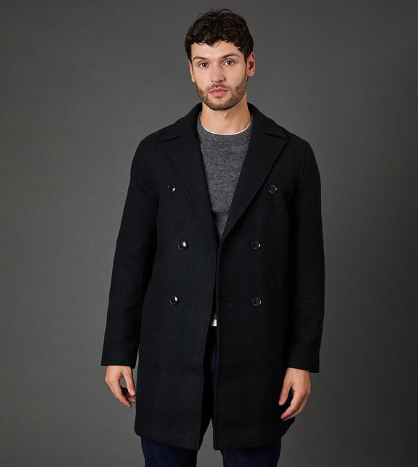 Double Breasted Wool Blend Coat