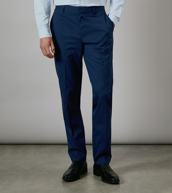 Textured Stretch Slim Fit Formal Trousers