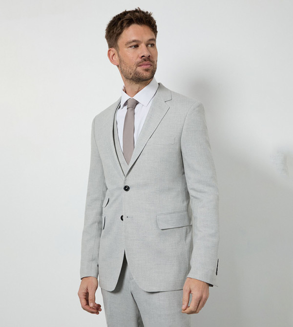 Solid Notch Collar Tailored Fit Blazer