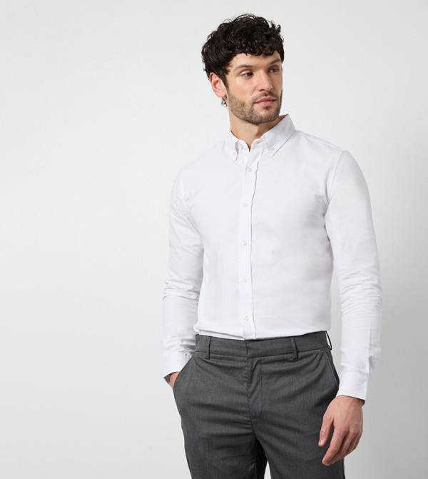 Solid Long Sleeves Oxford Shirt