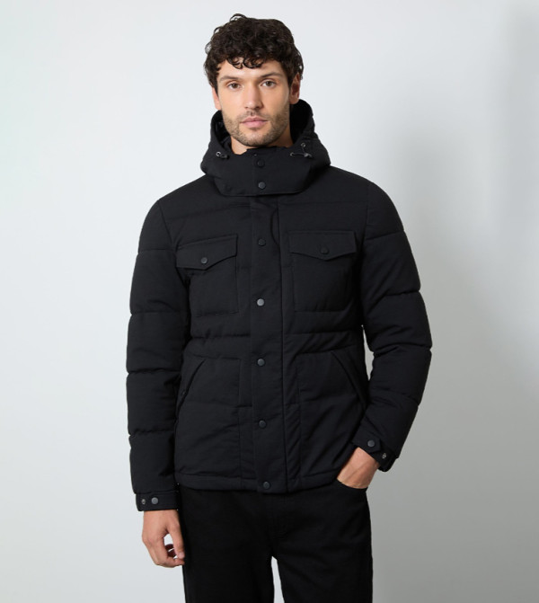 Pocket Front Padded Hooded Jacket