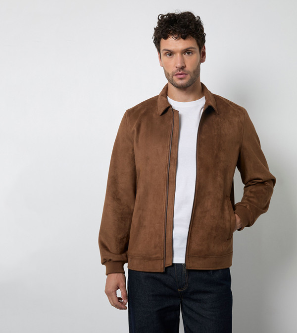 Long Sleeves Faux Suede Jacket