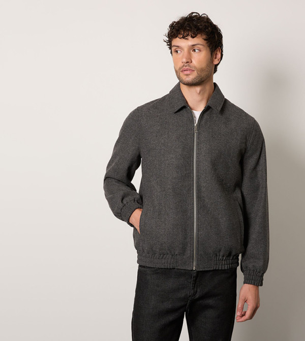 Twill Wool Blend Harrington Jacket