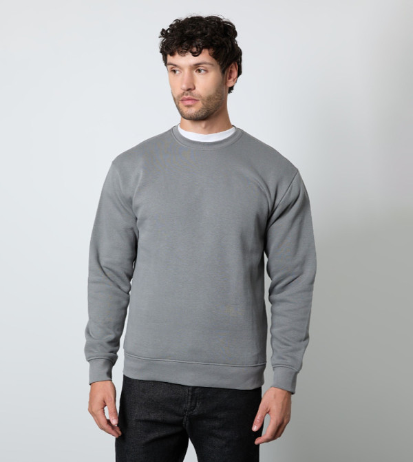 Solid Crew Neck Sweatshirt
