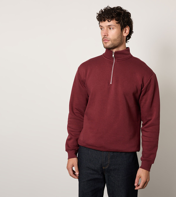 Zipper Neck Jersey Sweatshirt