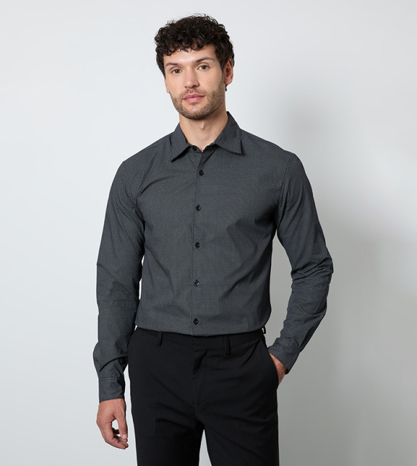 Tile Print Smart Long Sleeves Shirt