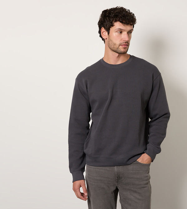 Waffle Knit Long Sleeves Sweater