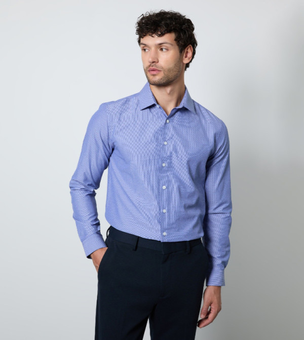 Textured Slim Fit Long Sleeves Shirt