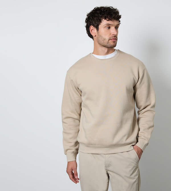 Solid Crew Neck Sweatshirt