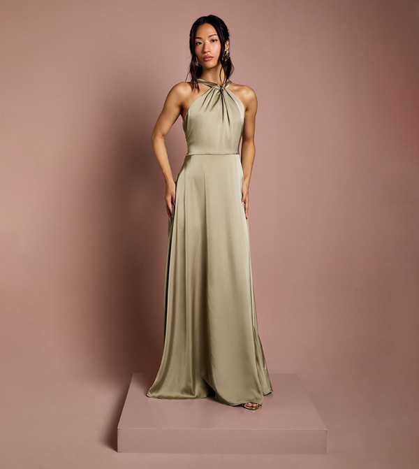 Coast Honoured Twist Halterneck Satin Maxi Bridesmaid Dress