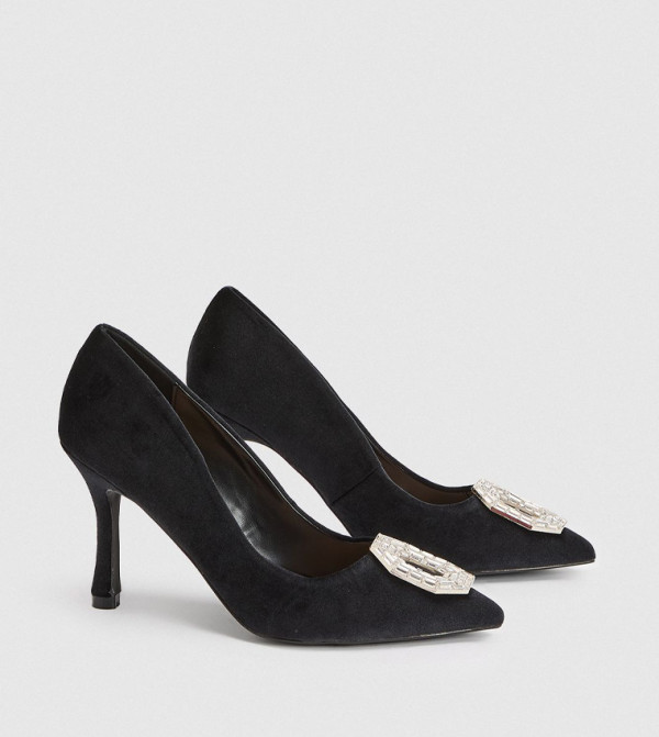 Wide Fit Livvy Velvet Brooch Detail Pumps