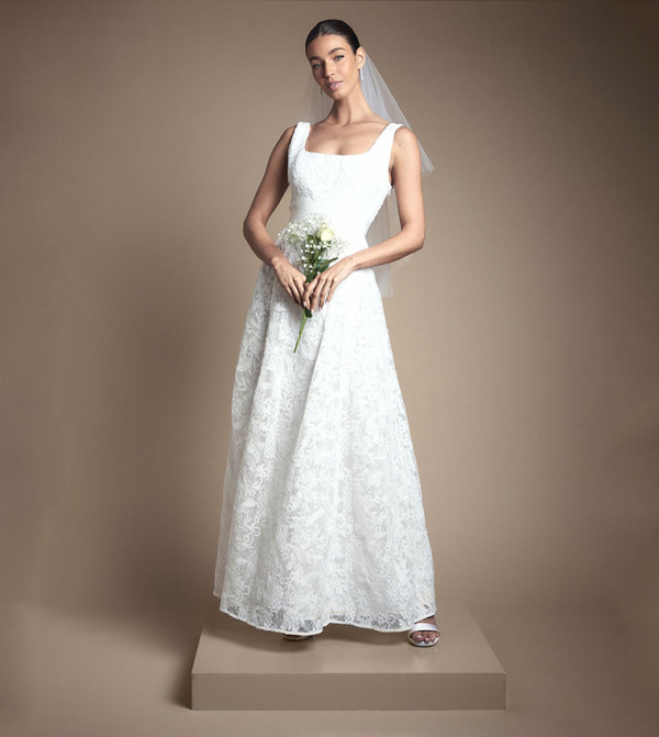 Muse Lace Wrap Detail Maxi Wedding Dress