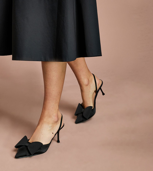 Lola Satin Bow Detail Slingback Pumps