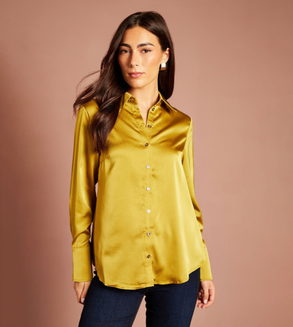 Lisa Tan Long Sleeves Satin Shirt