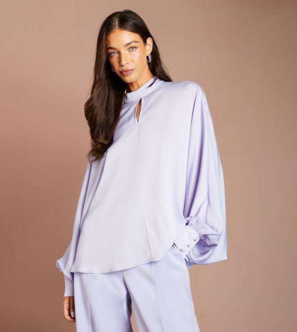 Satin Batwing Sleeves Shirt