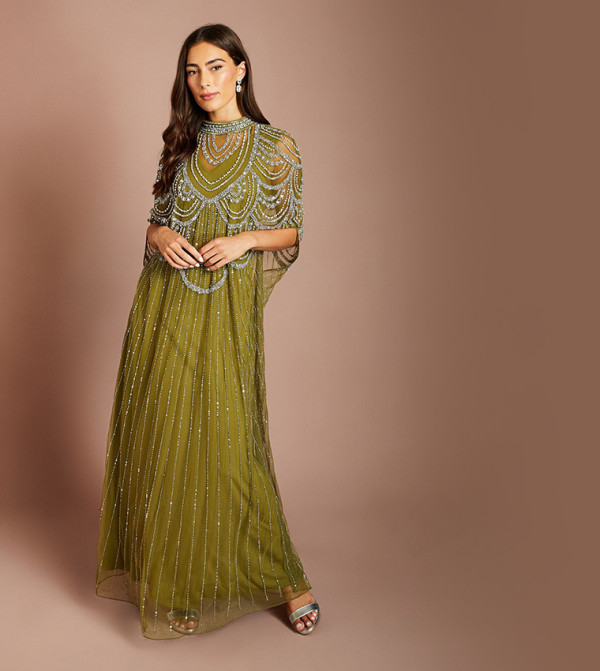 Heavily Embellished Maxi Party Dress